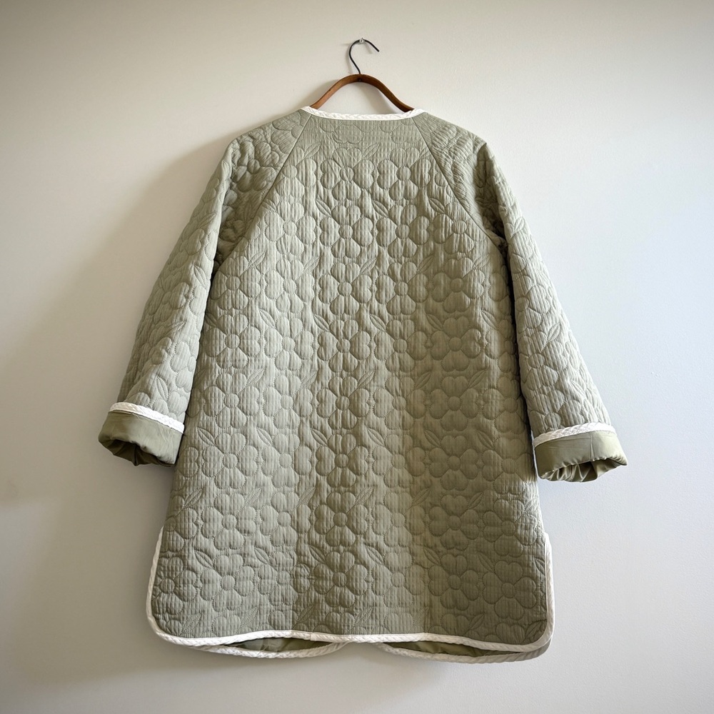 NWT Oddi Frosted Sage Floral Quilted Crewneck Tent Coat Jacket - Picture 4 of 9